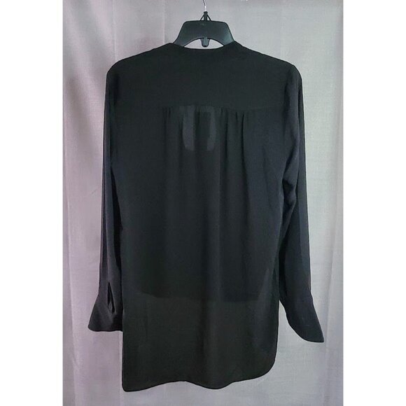 BCBGMaxazria NWT Women's Jaclyn Black Draped Hi Low Blouse Size S 100% Polyester - Picture 2 of 5